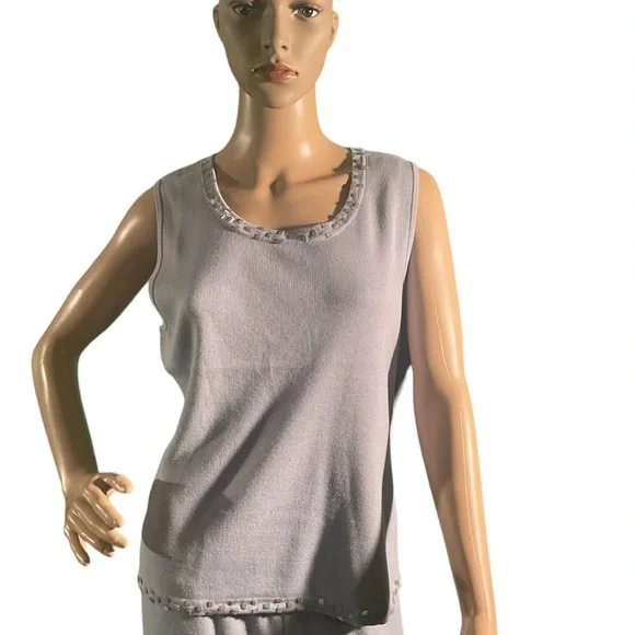 Side Effects Women's Size XL Vintage 2 Piece Blue Beaded Cotton AcrylicPant Suit - Picture 2 of 15